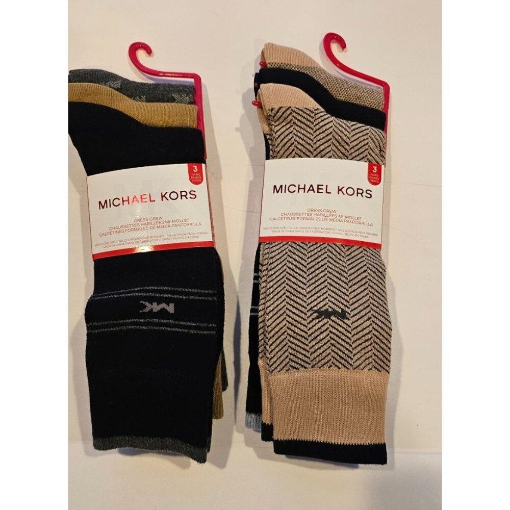 Lot of 2 Michael Kors 3 Pair Men's Dress Socks, Size 7-12